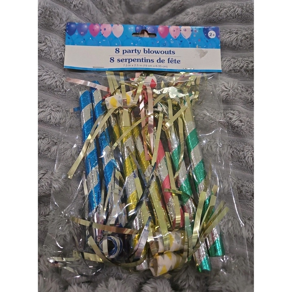 Greenbrier International 8 Pack Party Blowouts Metallic Fringed Noisemakers